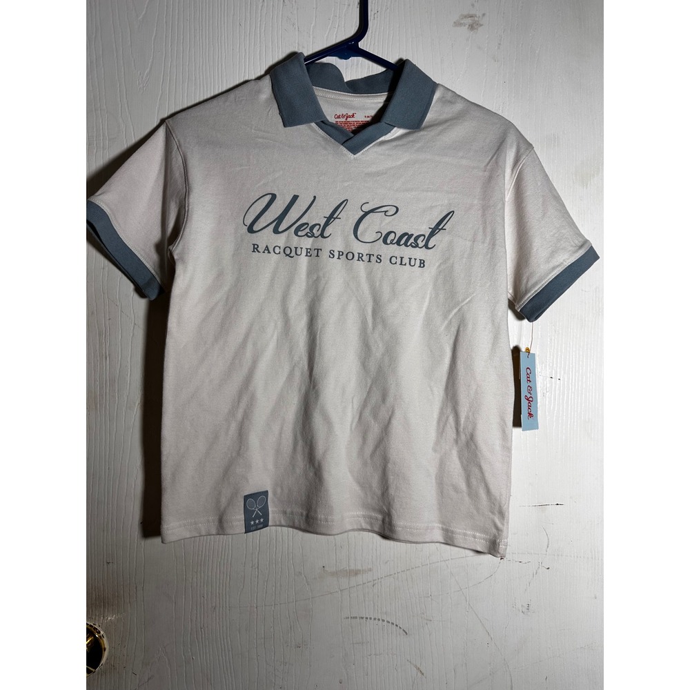 Cat & Jack Boys Oversized West Coast Racquet Sports Club Polo Shirt S 6/7 NWT
